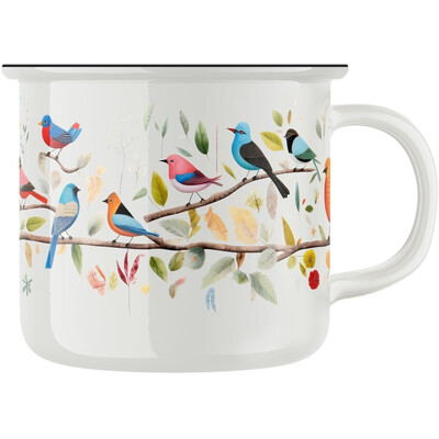 Keramický retro hrnek "Ptačí porada"