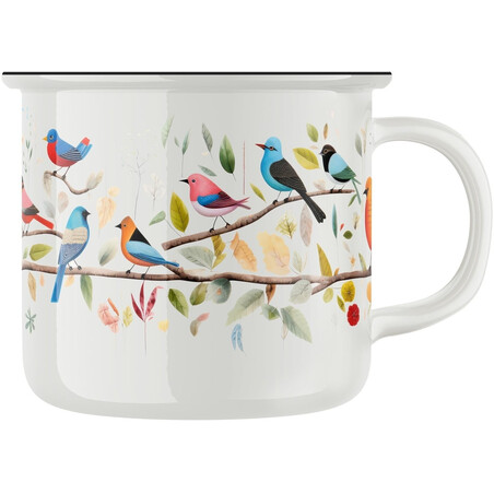 Keramický retro hrnek "Ptačí porada"