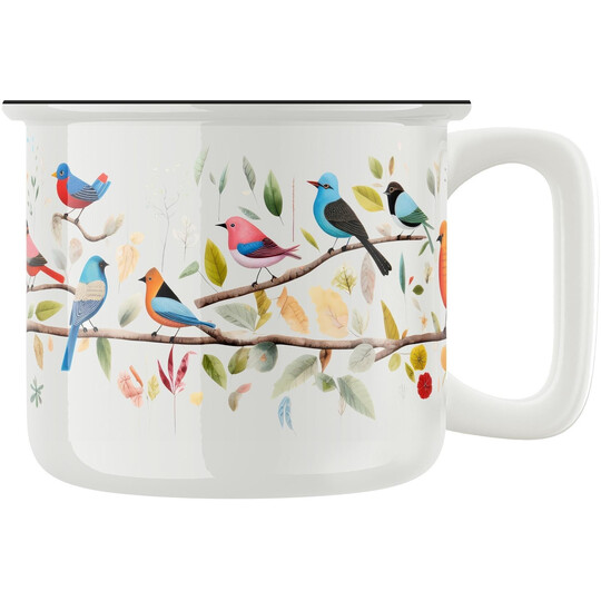 Keramický retro hrnek "Ptačí porada"