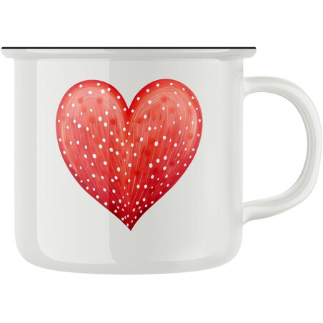 Keramický retro hrnek "Puntíkaté srdce"