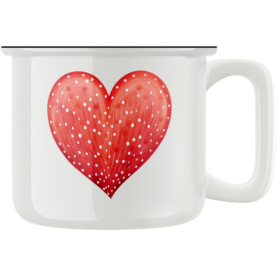 Keramický retro hrnek "Puntíkaté srdce"