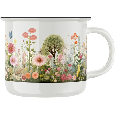 Keramický retro hrnek "Rozkvetlá zahrada"