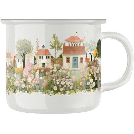 Keramický retro hrnek "Rozkvetlá zahrada"