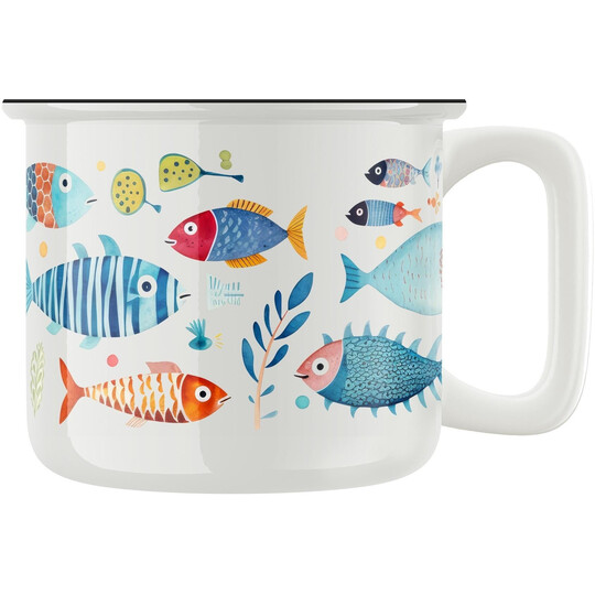 Keramický retro hrnek "Rybky"