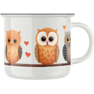 Keramický retro hrnek "Sovy"