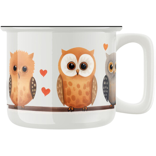 Keramický retro hrnek "Sovy"