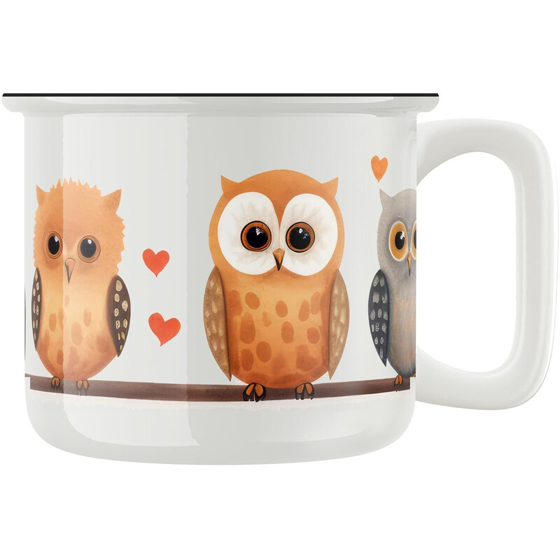 Keramický retro hrnek "Sovy"