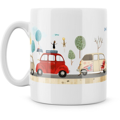 Hrnek "Auta naivní umění"