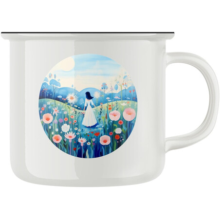 Keramický retro hrnek "Víla na louce"