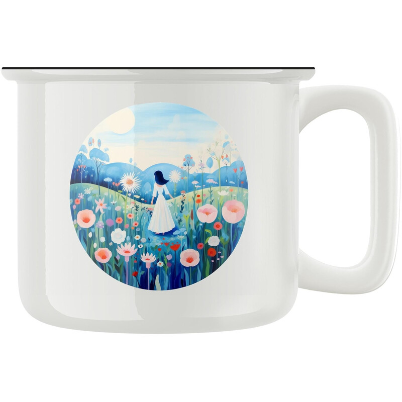 Keramický retro hrnek "Víla na louce"