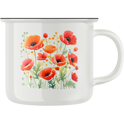 Keramický retro hrnek "Vlčí máky"