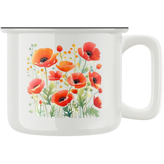 Keramický retro hrnek "Vlčí máky"