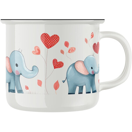 Keramický retro hrnek "Zamilovaní sloni"