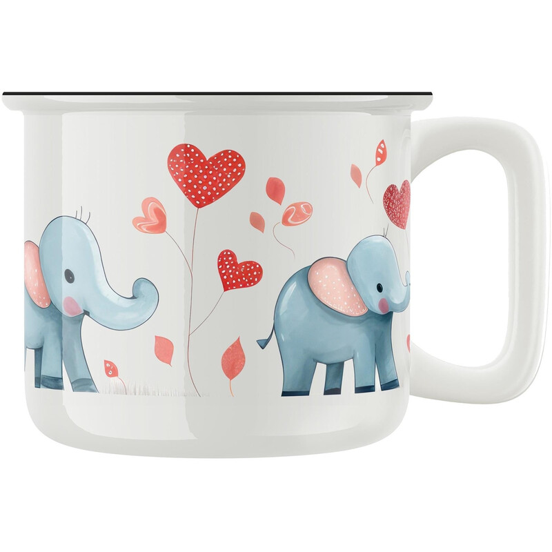 Keramický retro hrnek "Zamilovaní sloni"