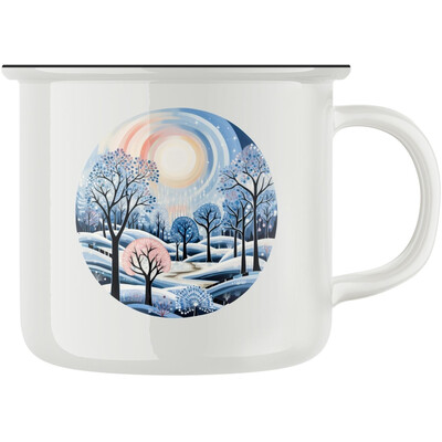 Keramický retro hrnek "Zasněžený les"