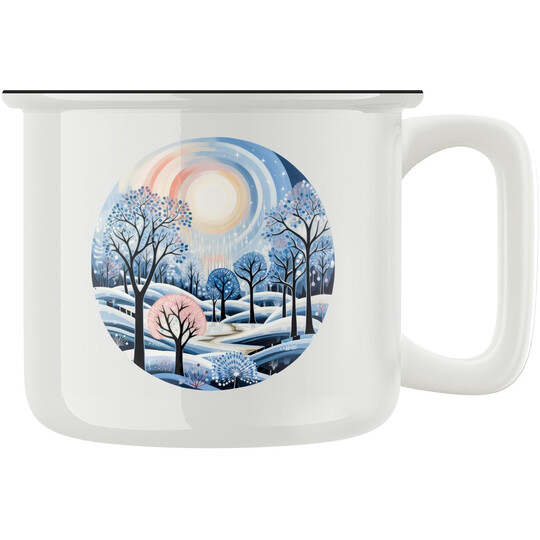 Keramický retro hrnek "Zasněžený les"