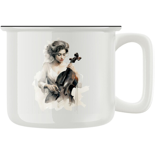 Keramický retro hrnek "Žena s violou"