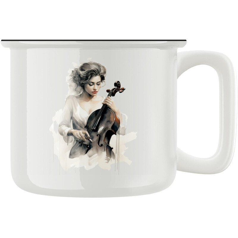 Keramický retro hrnek "Žena s violou"