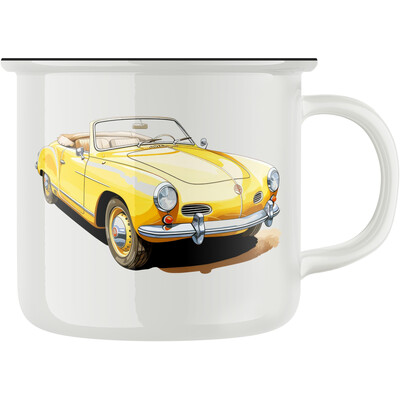 Keramický retro hrnek "Žluté auto"