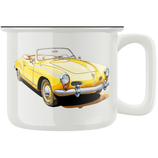 Keramický retro hrnek "Žluté auto"