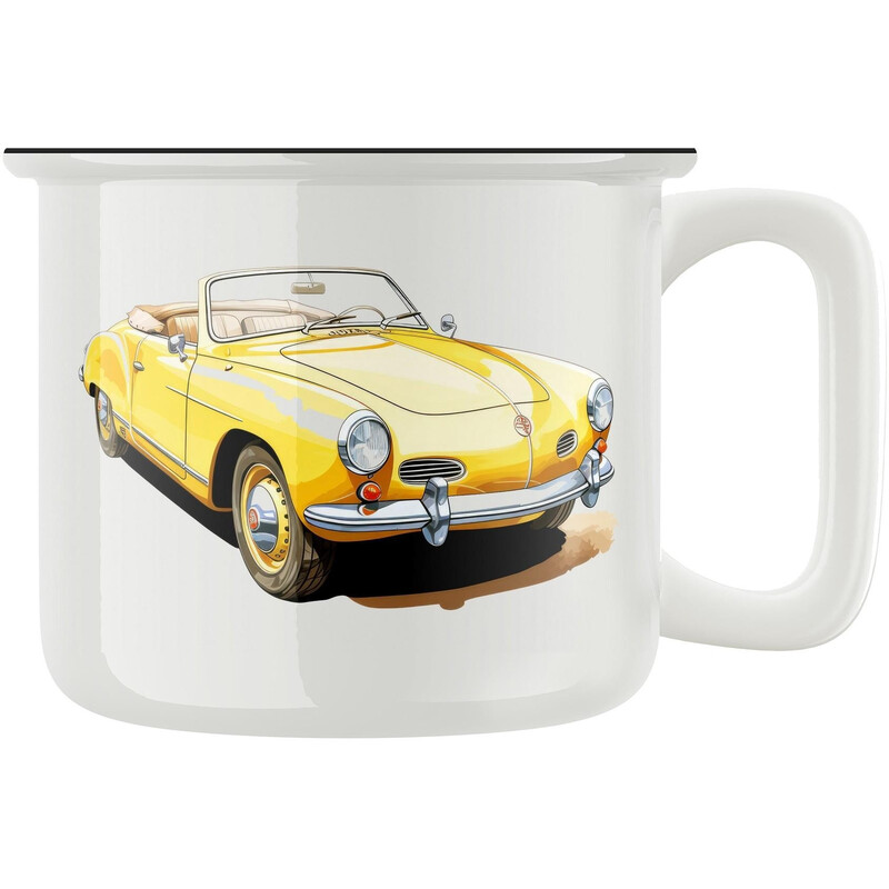Keramický retro hrnek "Žluté auto"