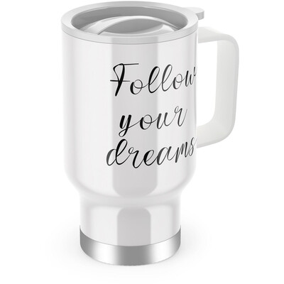 Termohrnek s uchem "Follow your dreams"