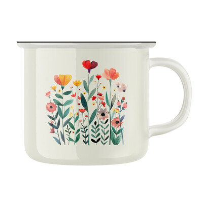 Keramický retro hrnek "Květinky"