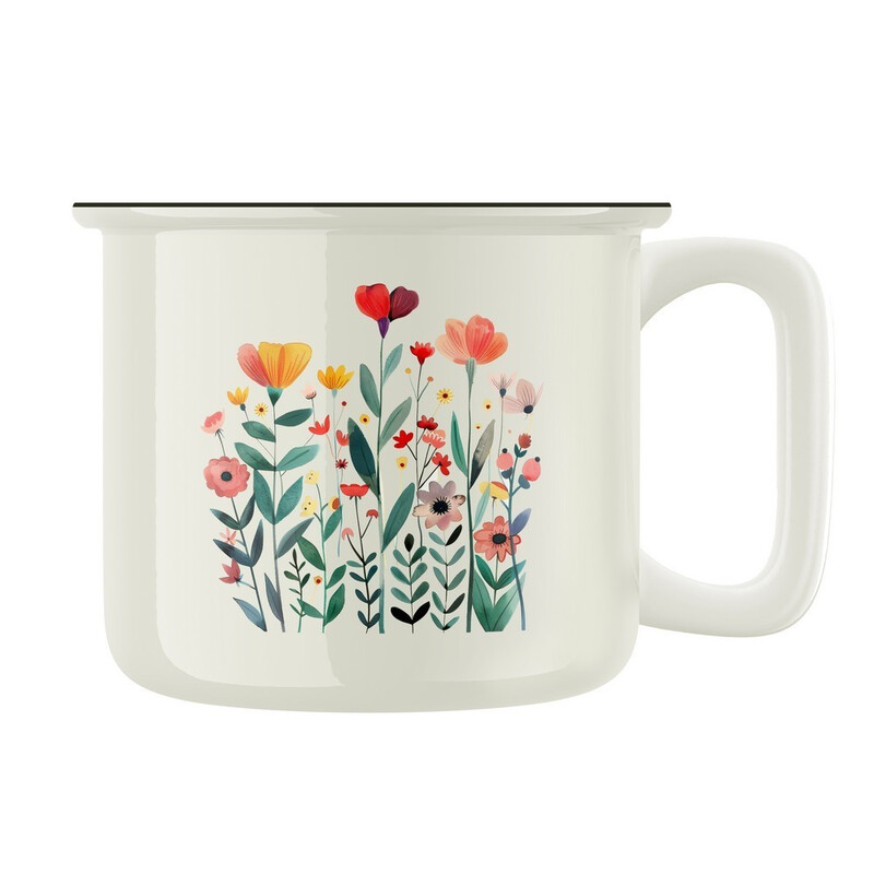 Keramický retro hrnek "Květinky"