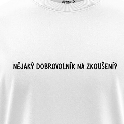 Pánská trička "NĚJAKÝ DOBROVOLNÍK NA ZKOUŠENÍ?"