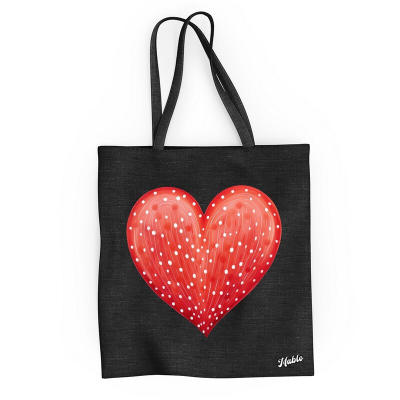 Bavlněná taška "Puntíkaté srdce"