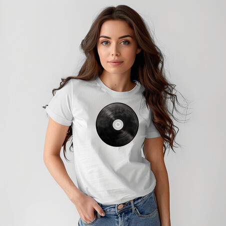 Bavlněné dámské tričko "Vinylová deska"