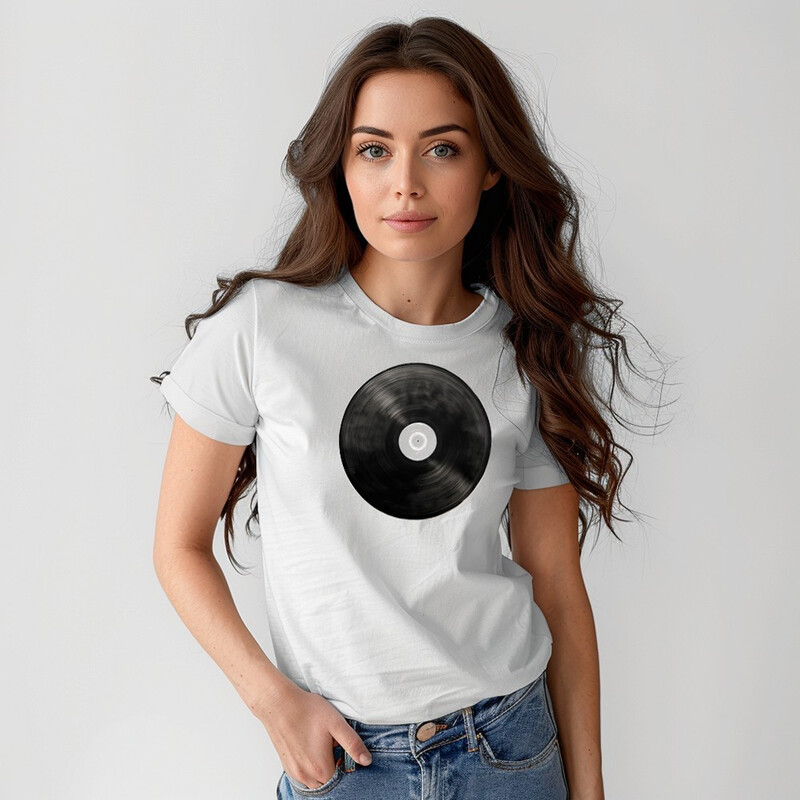 Bavlněné dámské tričko "Vinylová deska"
