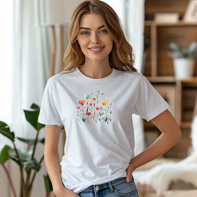 Bavlněné dámské tričko "Květiny"