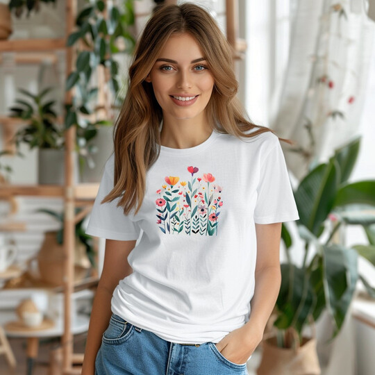 Bavlněné dámské tričko "Květiny"