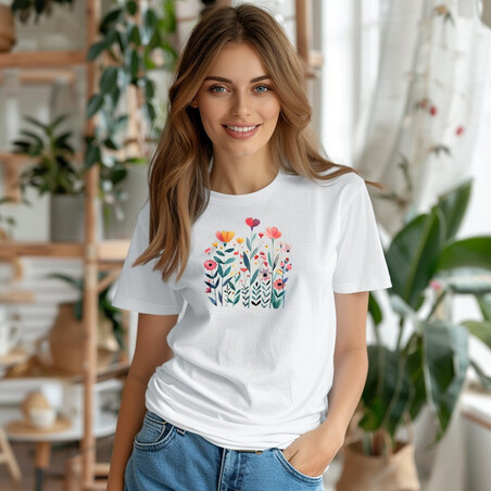 Bavlněné dámské tričko "Květiny"