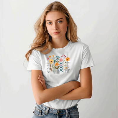 Bavlněné dámské tričko "Květiny"