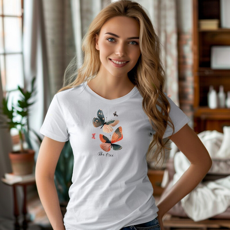Bavlněné dámské tričko "Motýlci"