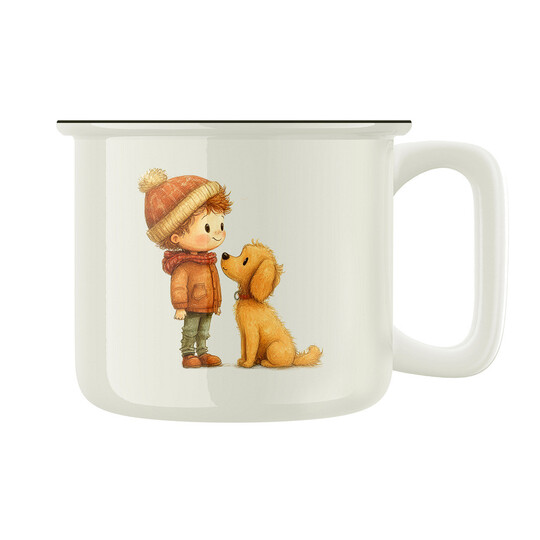 Keramický retro hrnek "Kluk s pejskem"
