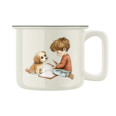 Keramický retro hrnek "Kluk a pejsek"