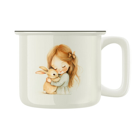 Keramický retro hrnek "Holčička s králíčkem"