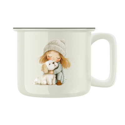 Keramický retro hrnek "Holčička s pejskem"