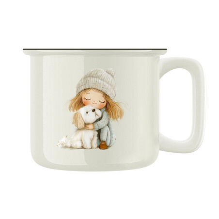 Keramický retro hrnek "Holčička s pejskem"