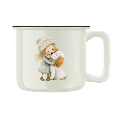 Keramický retro hrnek "Holčička a hafík"