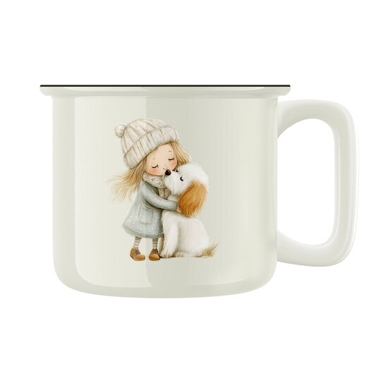 Keramický retro hrnek "Holčička a hafík"