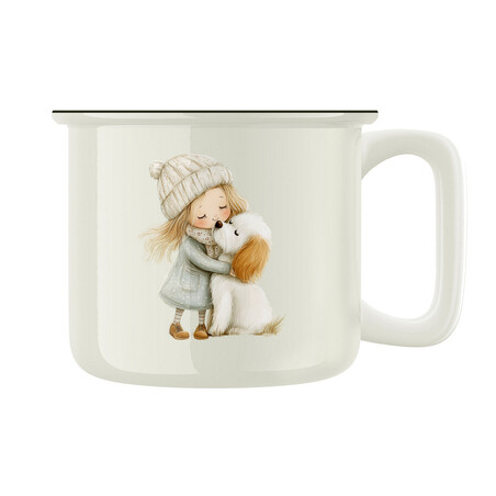 Keramický retro hrnek "Holčička a hafík"