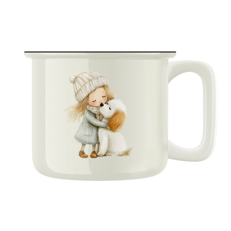 Keramický retro hrnek "Holčička a hafík"