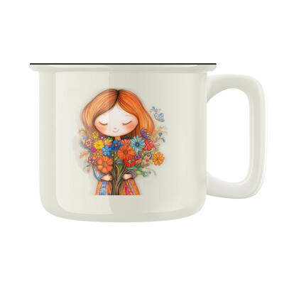 Keramický retro hrnek "Miluju květiny"