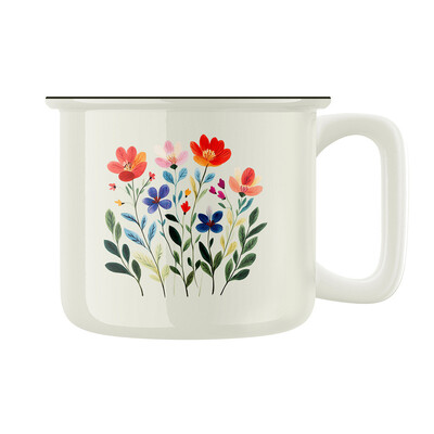 Keramický retro hrnek "Boho květiny"