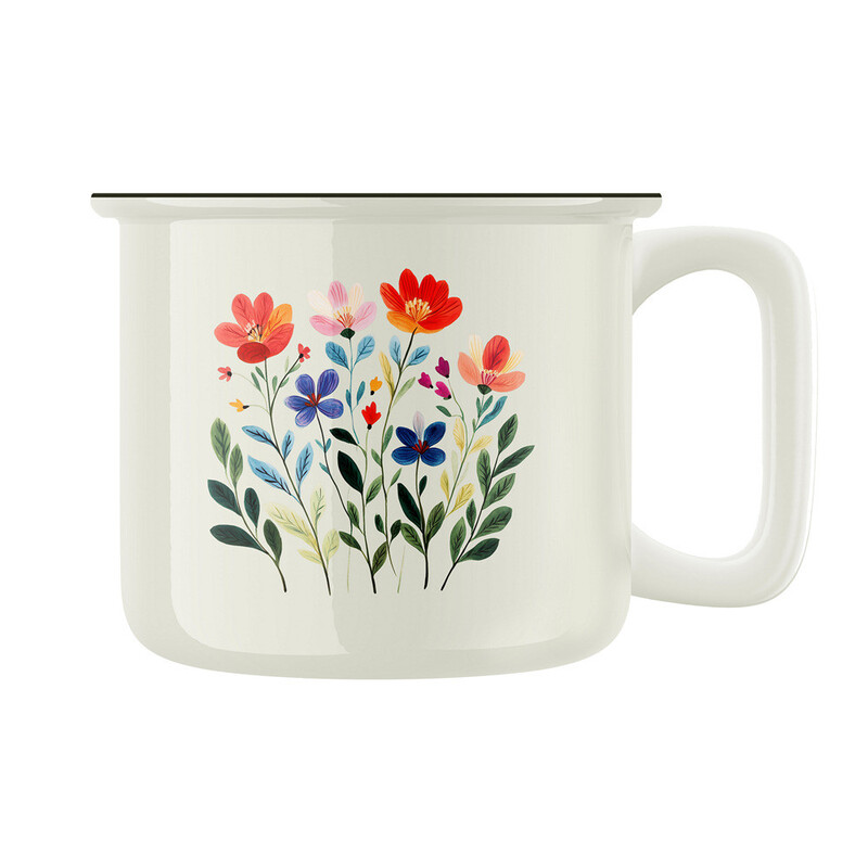 Keramický retro hrnek "Boho květiny"