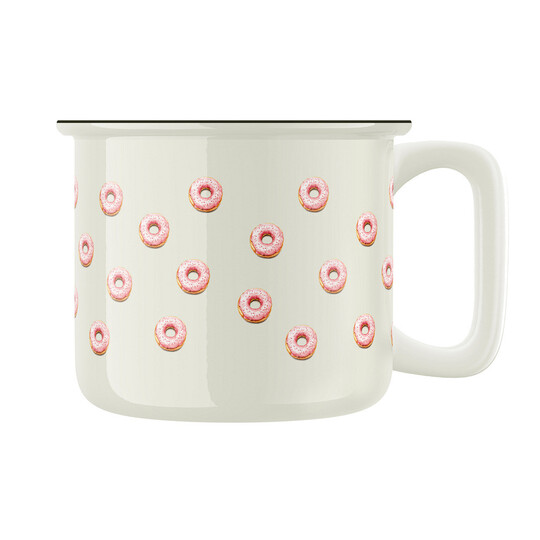 Keramický retro hrnek "Růžové donuty"